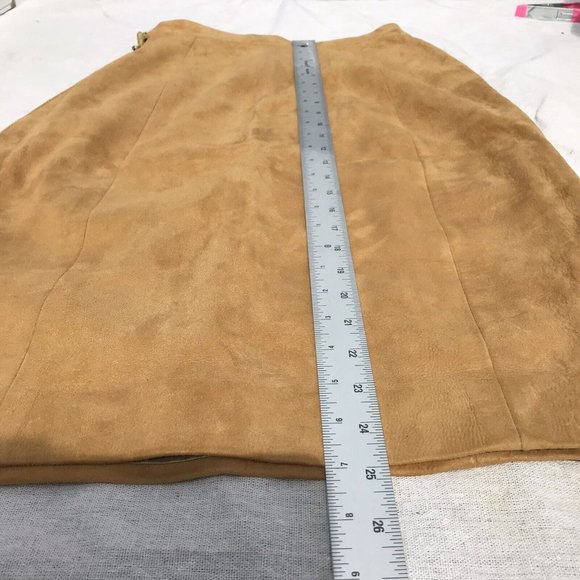 VTG 60s Rare Suede Leather Silk Women’s Pencil Skirt MOD Western Boho USA XS O - Picture 13 of 16
